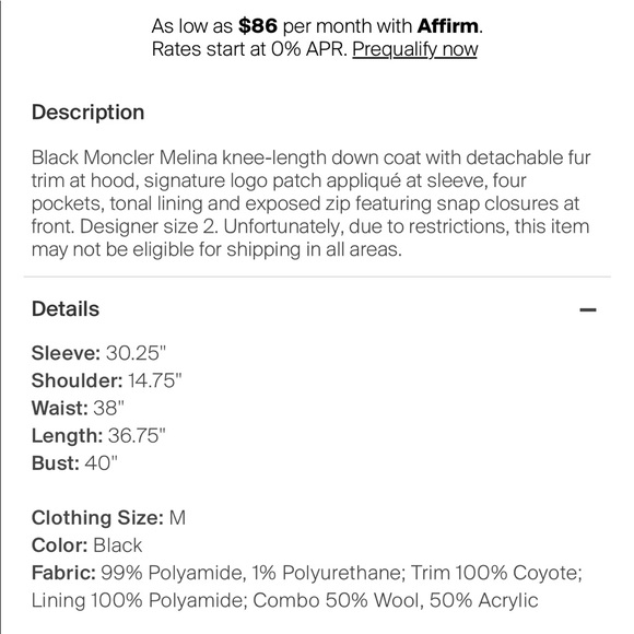 SOLD Moncler winter jacket sz M, black - Picture 6 of 14